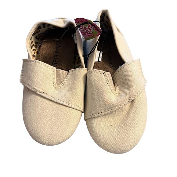 Chatties Toddler Girls Sz 9/10 Slip On Ballet Flats Shoes Canvas Ivory - Picture 1 of 5
